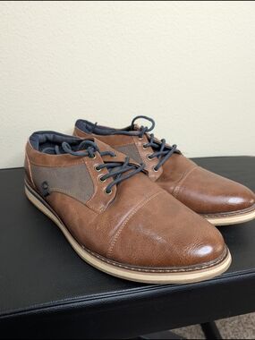 London Underground Kyler Men's Brown Lace-Up Casual Shoes Size 10.5